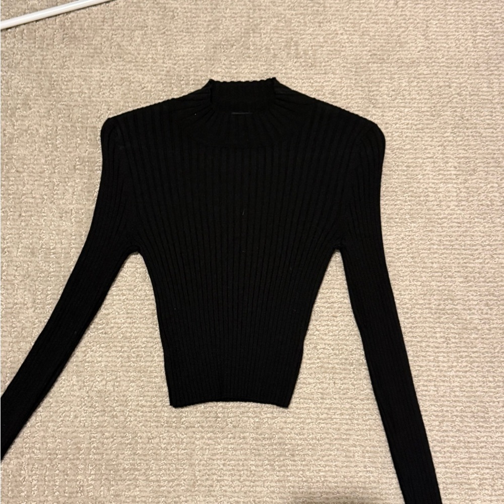 Kendall & Kylie Black Ribbed Turtleneck Sweater